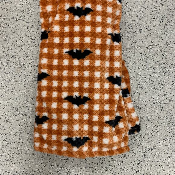 Halloween Spooky Black Bats Buffalo plaid orange Throw Blanket Retro Fleece Goth - Picture 5 of 11